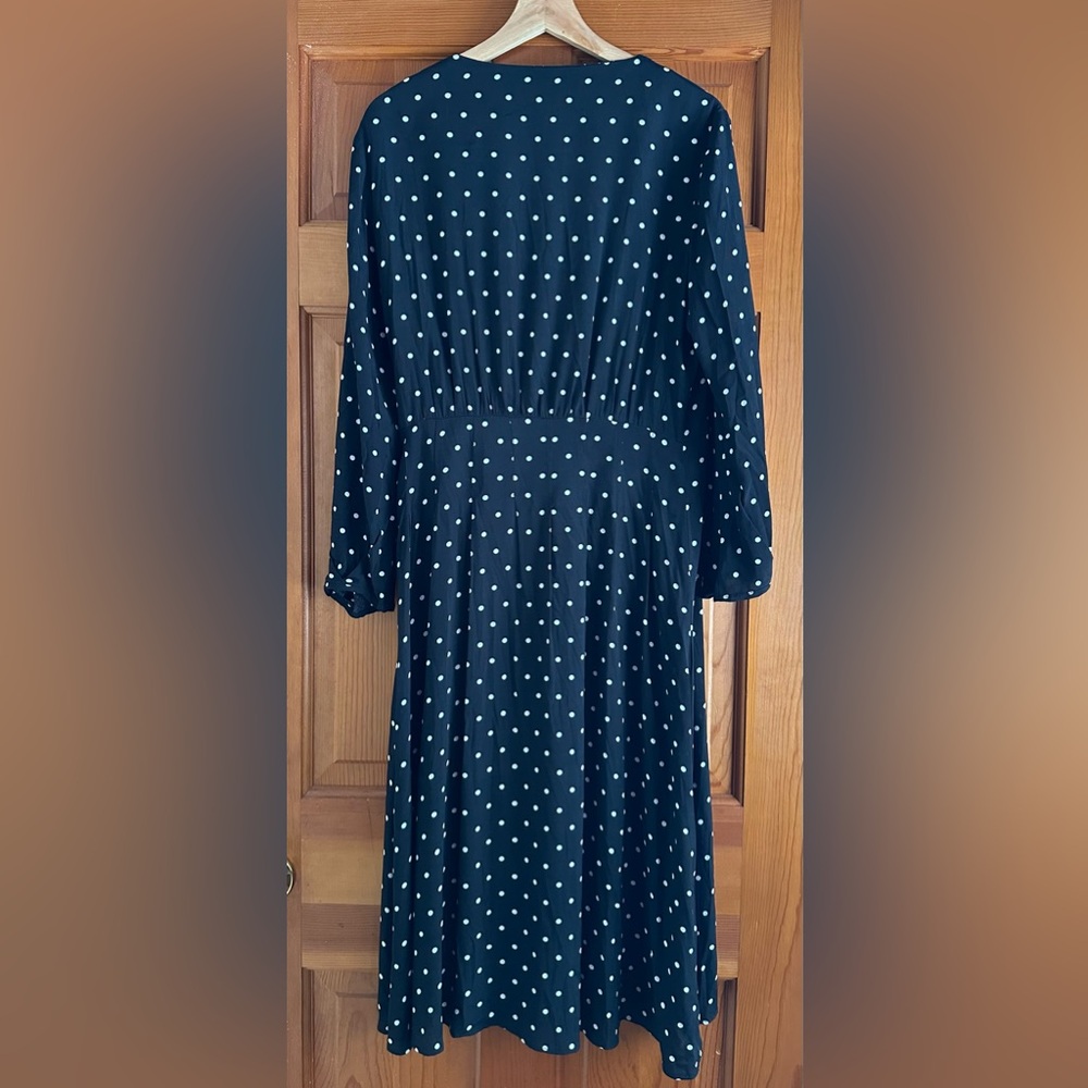 Mango MNG Polka Dot Buttoned Midi Flare Dress Black & White - Picture 6 of 13